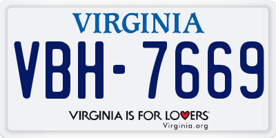 VA license plate VBH7669