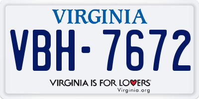 VA license plate VBH7672