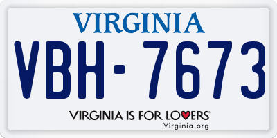 VA license plate VBH7673