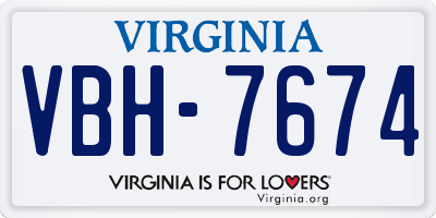 VA license plate VBH7674