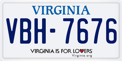 VA license plate VBH7676