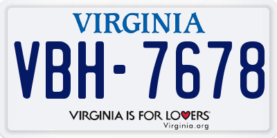 VA license plate VBH7678