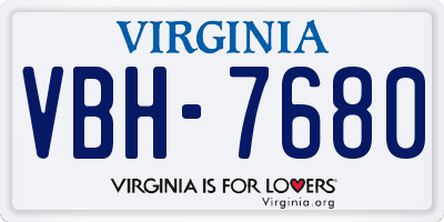 VA license plate VBH7680