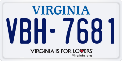 VA license plate VBH7681