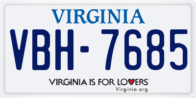 VA license plate VBH7685