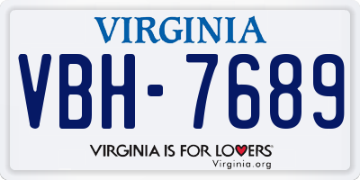 VA license plate VBH7689