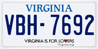 VA license plate VBH7692