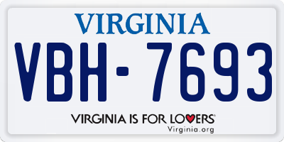 VA license plate VBH7693