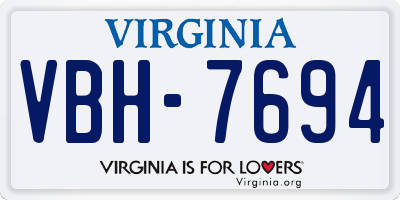 VA license plate VBH7694