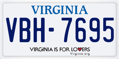 VA license plate VBH7695