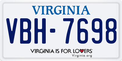 VA license plate VBH7698
