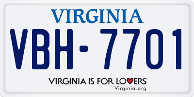 VA license plate VBH7701