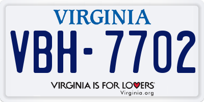 VA license plate VBH7702