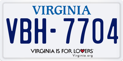 VA license plate VBH7704