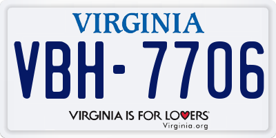 VA license plate VBH7706