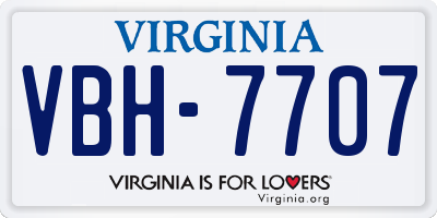 VA license plate VBH7707