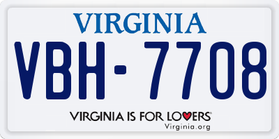 VA license plate VBH7708