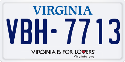 VA license plate VBH7713