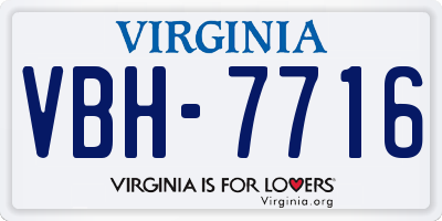 VA license plate VBH7716