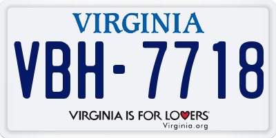 VA license plate VBH7718