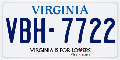VA license plate VBH7722