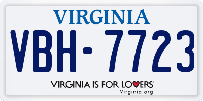 VA license plate VBH7723