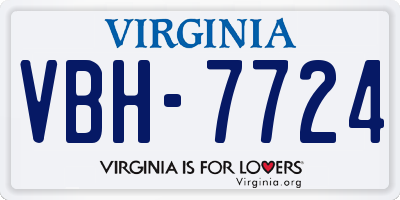 VA license plate VBH7724