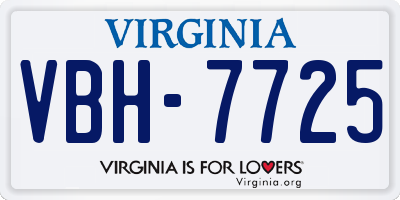 VA license plate VBH7725