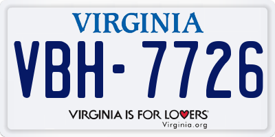 VA license plate VBH7726
