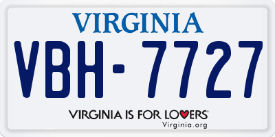 VA license plate VBH7727
