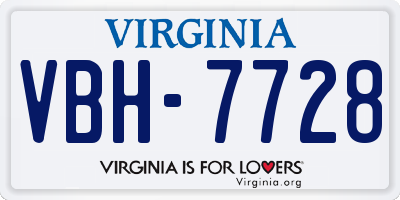 VA license plate VBH7728