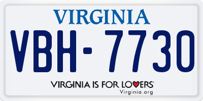 VA license plate VBH7730