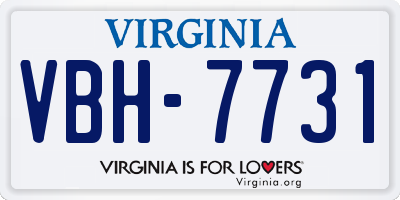 VA license plate VBH7731