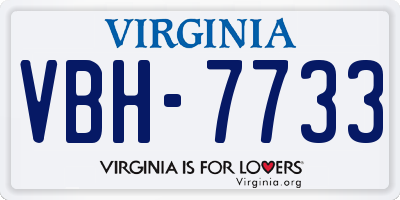 VA license plate VBH7733