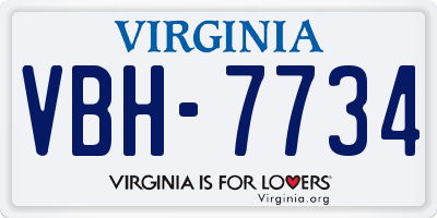 VA license plate VBH7734