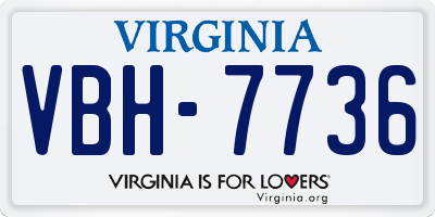 VA license plate VBH7736