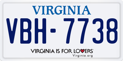 VA license plate VBH7738