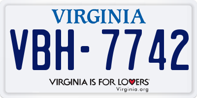 VA license plate VBH7742