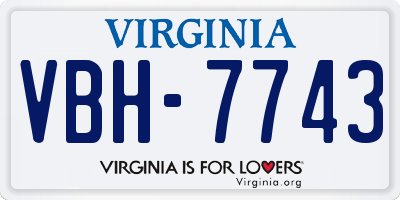 VA license plate VBH7743