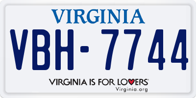 VA license plate VBH7744