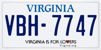 VA license plate VBH7747