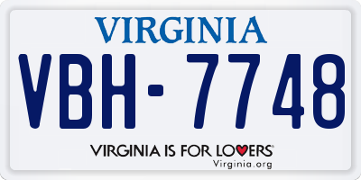 VA license plate VBH7748