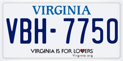 VA license plate VBH7750