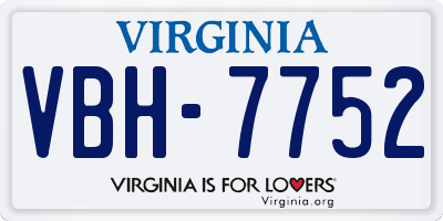 VA license plate VBH7752