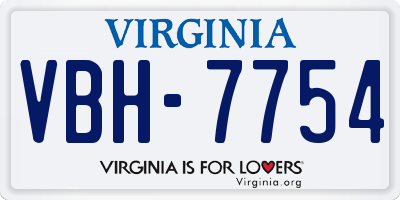 VA license plate VBH7754