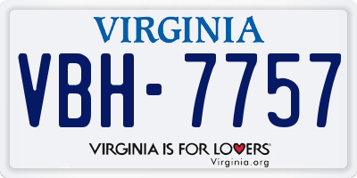 VA license plate VBH7757