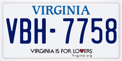 VA license plate VBH7758