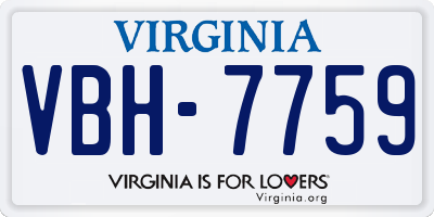VA license plate VBH7759