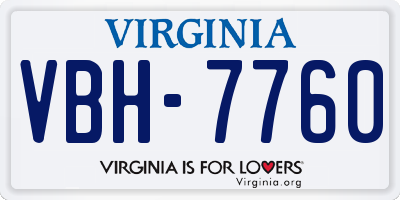 VA license plate VBH7760