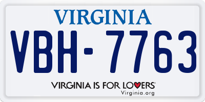 VA license plate VBH7763
